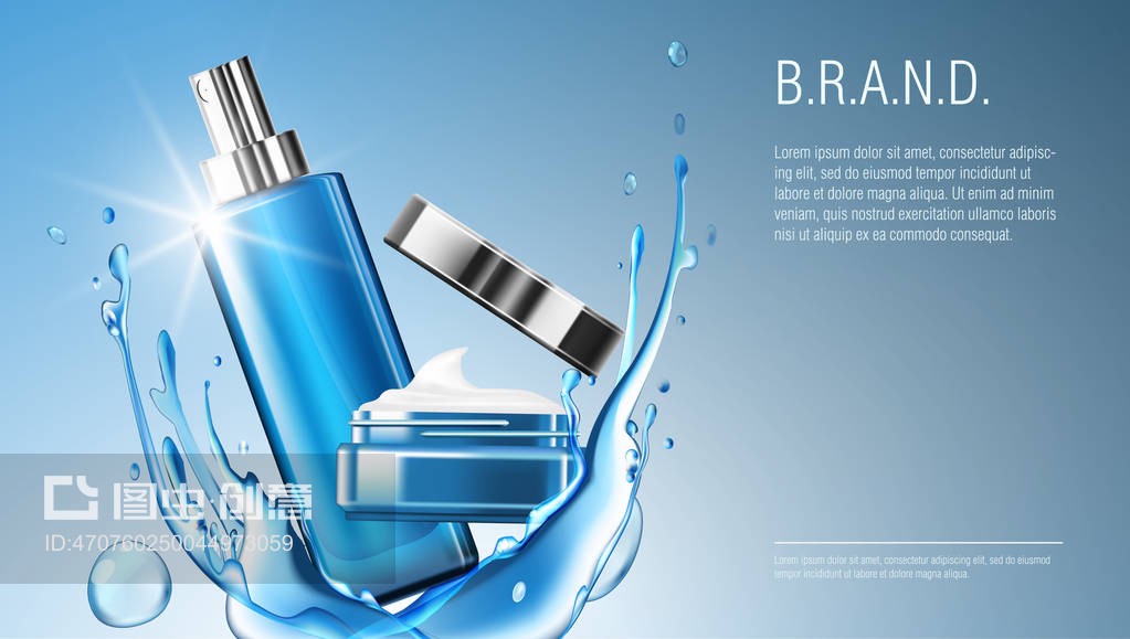 3D現實化妝品產品噴霧瓶和奶油罐包裝模板3D Realistic Cosmetic Product Spray Bottle And Cream Jar Package Template